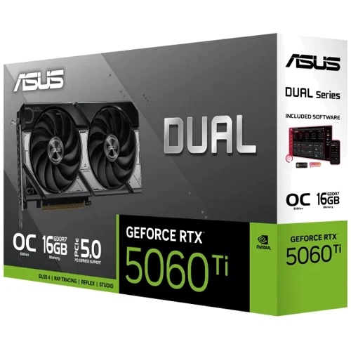 Видеокарта ASUS Dual GeForce RTX 5060 Ti 16GB GDDR7 OC Edition (DUAL-RTX5060TI-O16G)