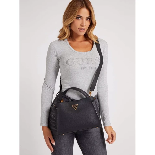 Женская сумка тоут Guess Downtown Chic Turnlock Satchel черная (HWVB8385050-BLA): Тип Сумки