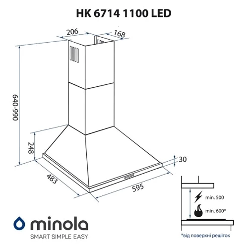 Вытяжка Minola HK 6714 I 1100 LED фото 13