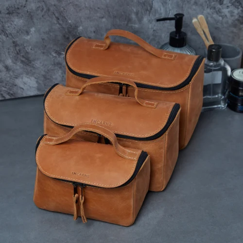 Косметичка INCARNE Timeless Коньяк M 22x13.5x10 см фото 9