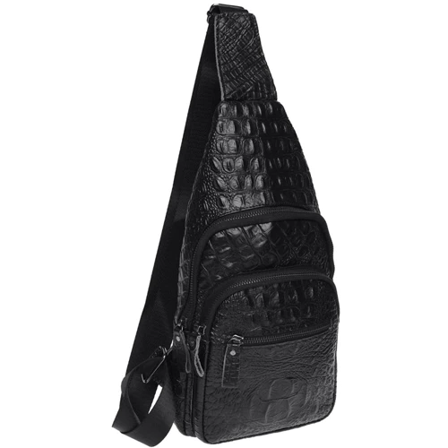 Мужская сумка-слинг Borsa Leather черная (K13611-black) фото 11
