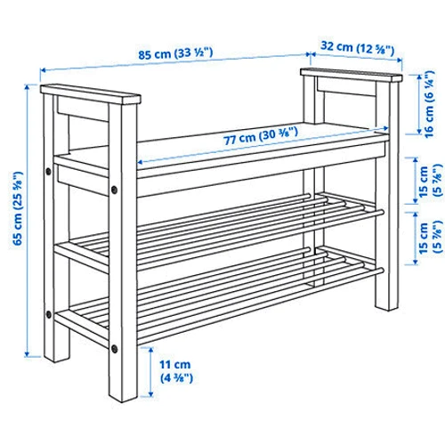 Лавка з полицями для взуття ІКЕА Hemnes 85х32х65 см Білий (00243800) фото 9