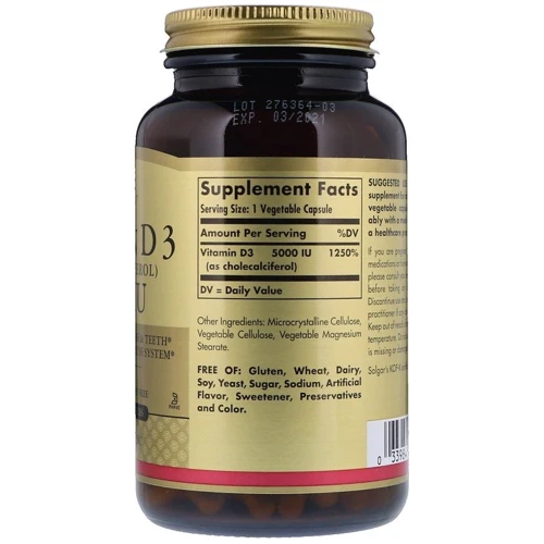 Solgar Vitamin D3 (Cholecalciferol), 5000 IU, 60 Vegetable Capsules (SOL-03312): Форма выпуска Капсулы