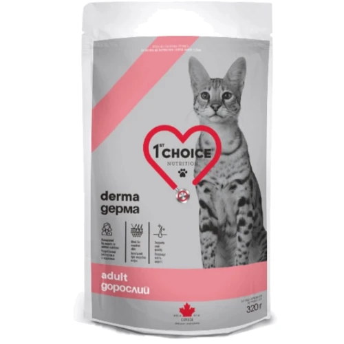 Сухой диетический корм 1st Choice Adult Derma для котов с лососем 320 г