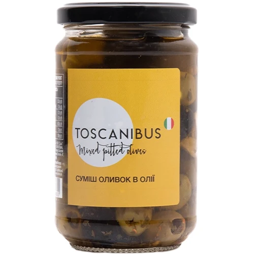 Оливки Toscanibus асорті без кісточок в олії 280 г (8007760588825)