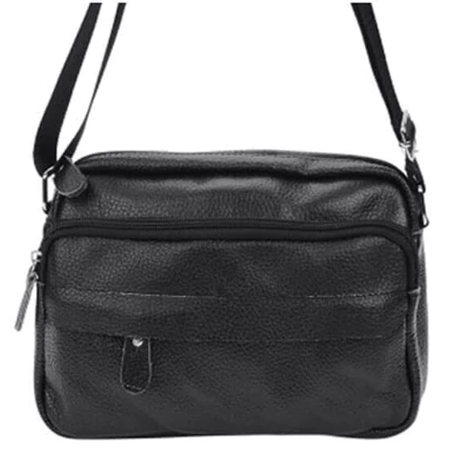 Мужская сумка через плечо Borsa Leather черная (m1t823-black): Фактура Матовая, Зернистая