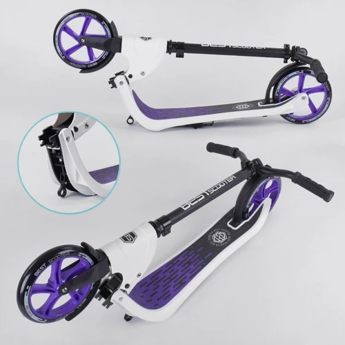 Самокат двоколісний Best Scooter c PU колесами, широким велосипедним кермом, новим затискачем керма Purple (98441): Тип коліс литі