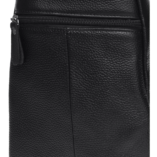 Чоловіча сумка-слінг Borsa Leather чорна (K1142-black): Застібка Блискавка
