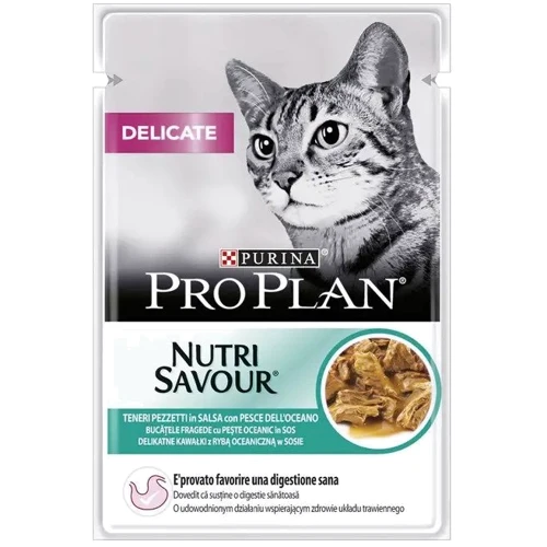 Влажный корм для котов Purina ProPlan Delicate Nutrisavour чувствительное пищеварение c океанической рыбой 85 г (12512902)