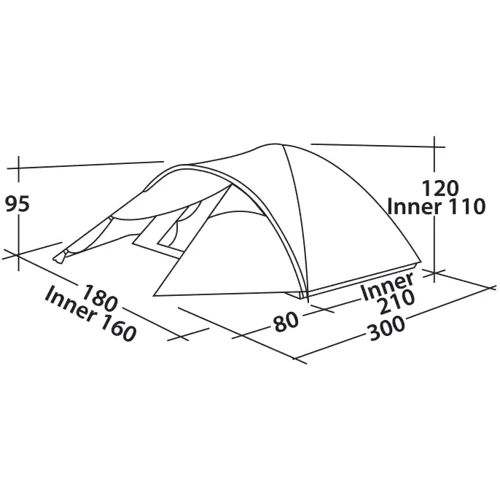 Палатка Easy Camp Quasar 300 Rustic Green (120395): Количество мест 3