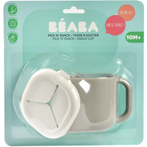 Чашка Beaba Pick 'n' Snack силіконова для снеків та напоїв сіра (913565) фото 13