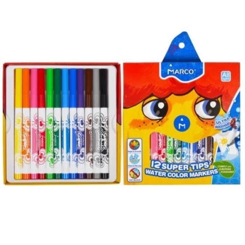 Фломастери 1630-12СВ 12кол Super Washable, Marco: Кількість кольорів 12
