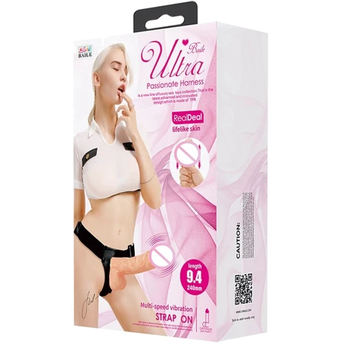 Страпон с вибрацией Ultra Passionate Harness - Strap On RealDeal 9.4" (BW-022084ZR)