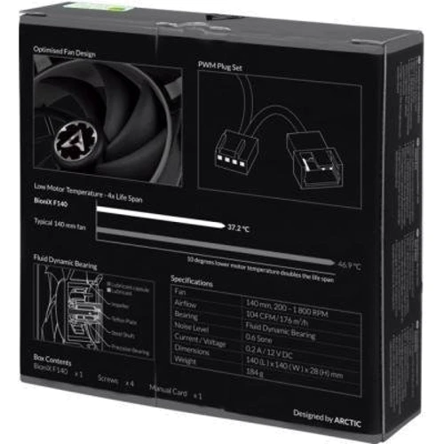 Кулер Arctic BioniX F140 Grey (ACFAN00161A): Тип подшипника гидродинамический