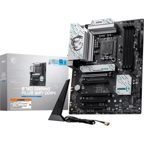MSI B760 GAMING PLUS WIFI DDR4: Роз'єми на задній панелі USB 2.0, USB 3.2 Gen 2, USB Type-C, DisplayPort, Ethernet RJ-45, HDMI