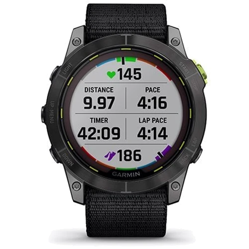 Смарт-часы Garmin Enduro 2 Carbon Gray DLC Titanium with Black UltraFit Nylon Strap (010-02754-01): Особенности С большой автономностью, Компас, Водонепроницаемые, MP3-плеер, Бесконтактная оплата, Фонарик