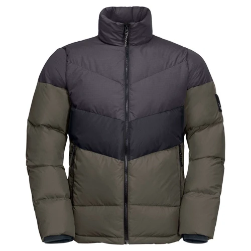 Пуховик Jack Wolfskin 365 Fearless Down Jacket 1206421-5066 48 серо-оливковый зимний с капюшоном