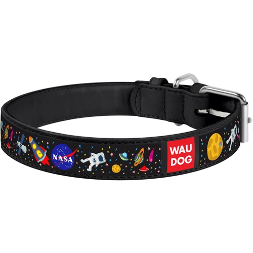 Ошейник WAUDOG Design с рисунком "NASA" 25 мм 37-48 см черный (0025-0047-01): Производитель WAUDOG