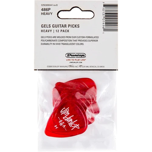 Медіатор Набір медіаторів DUNLOP 486PHV Gels Standard Player: Товщина  Товсті (0.74 - 1.0 мм)