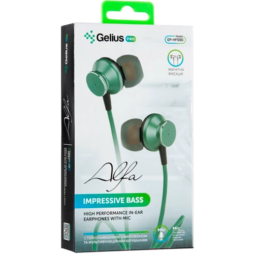 Навушники Gelius Pro GP-HF590 Alfa Green: Тип конструкції вакуумні