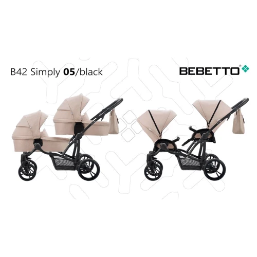 Универсальная коляска для двойни Bebetto B 42 SIMPLY (05) бежевый (505.36.19.005)