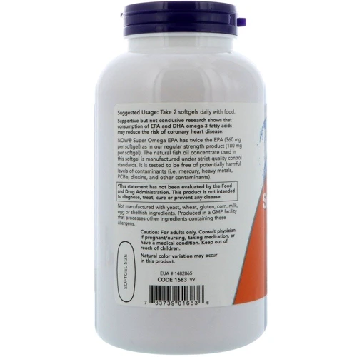 NOW Foods Super Omega EPA 1200 mg 360/240 240 SGELS Супер Омега EPA/DHA: Форма выпуска Капсулы