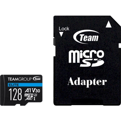 Карта пам'яті Team 128GB microSDXC UHS-I U3 V30 A1 ELITE + adapter (TEAUSDX128GIV30A103)