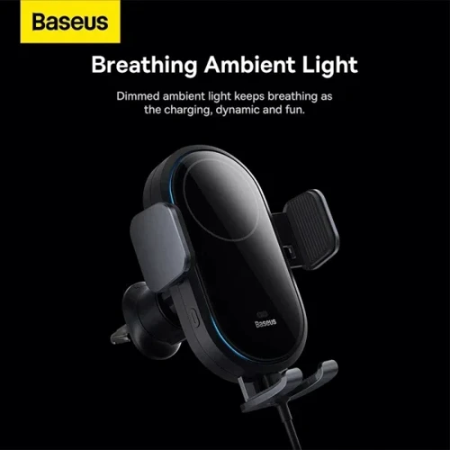 Держатель Baseus Car Holder Air Vent Wireless Charger LightChaser 15W Black (C40355900121-00) фото 14
