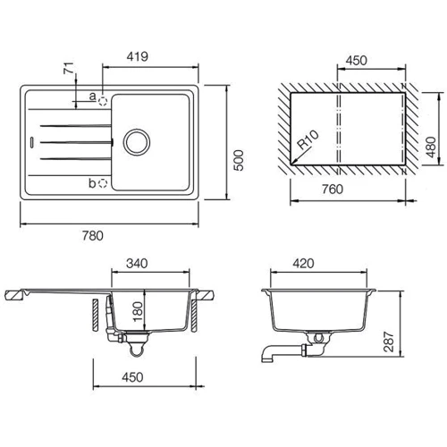 Schock ELEMENT D-100S (33034510): Форма Прямоугольная