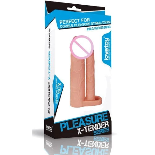Насадка на член LoveToy Pleasure X-Tender Double Penis Sleeve Flesh Add 2"