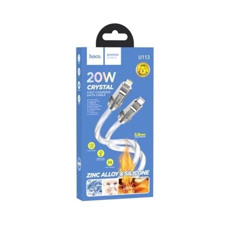 Кабель Hoco Cable USB-C to Lightning U113 Solid 20W 1m Silver: Длина 1 м