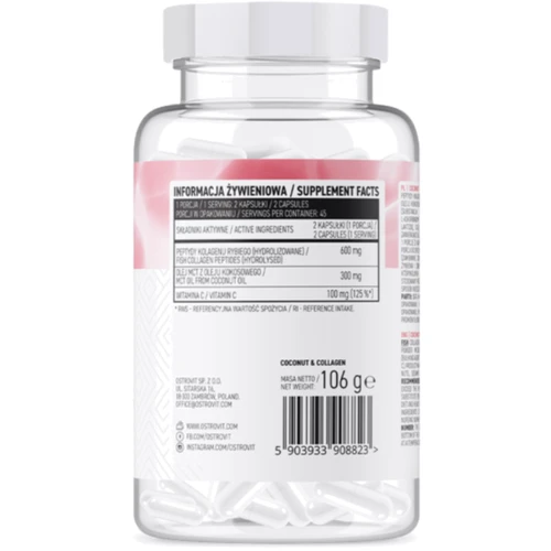 OstroVit Collagen & MCT Oil from coconut Морской коллаген + кокосовое масло MCT 180 капсул: Тип Коллаген