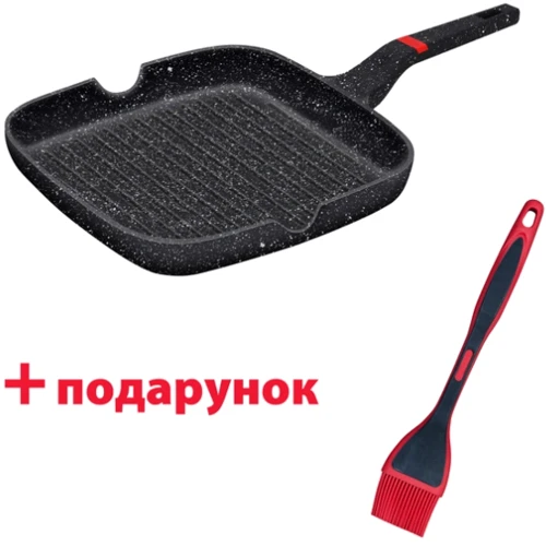 Сковорода-гриль Bollire MILANO 28х28 см BOLLIRE + Подарок кисточка BR-3807 BOLLIRE (BR-1112_3807)