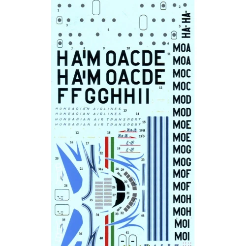 Декаль HAD для самолета Ил-18 "Malev" (Retro 60's) HAD144031