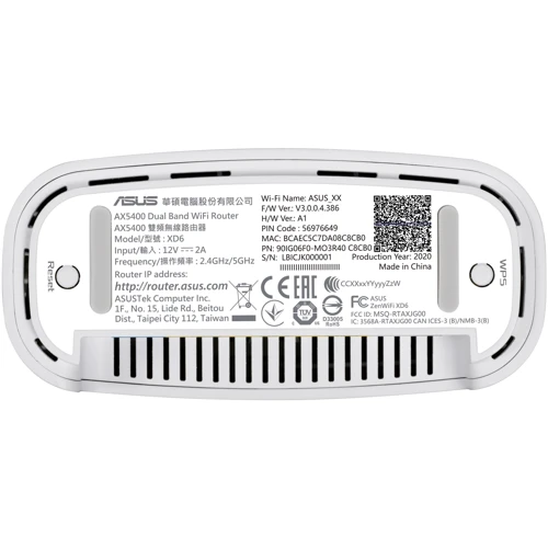 Маршрутизатор Wi-Fi ASUS ZenWiFi XD6 1-pack White (XD6-1PK-WHITE): Інтерфейс підключення (LAN-порт) 3x10/100/1000 Ethernet
