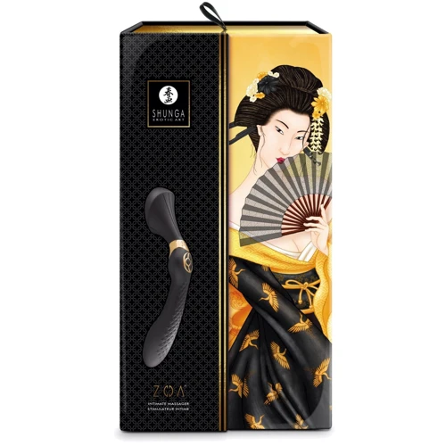 Вибромассажер Shunga Zoa Black, двусторонний