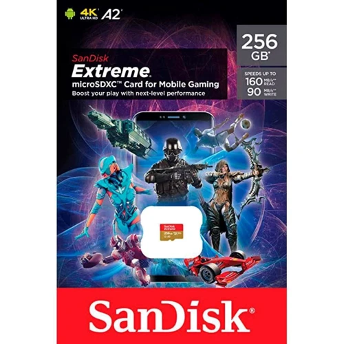 Карта памяти SanDisk 256GB microSDXC class 10 UHS-I U3 V30 A2 Extreme Mobile Gaming (SDSQXA1-256G-GN6GN): Тип карты MicroSDXC