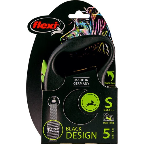 Поводок-рулетка Flexi Black Design S до 15 кг 5 м зеленый (4000498033920): Тип шнура Лента