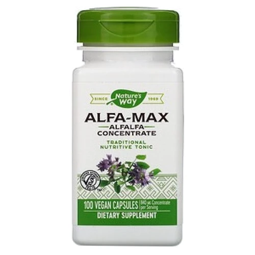 Nature's Way Alfa-Max Concentrate 525 mg Альфальфа Макс Люцерна 100 веганских капсул