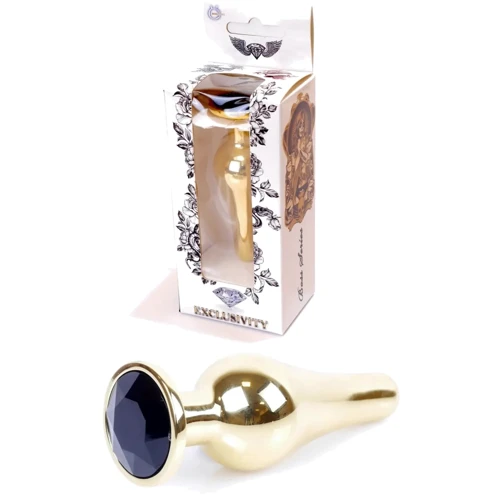 Анальная пробка с кристаллом BOSS of TOYS Boss Series - Jewellery Gold BUTT PLUG Black, BS6400065