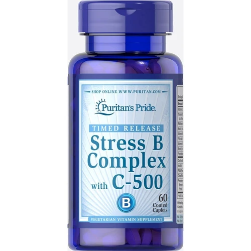 Puritan's Pride Stress Vitamin B-Complex with Vitamin C-500 Timed Release 60 Caplets