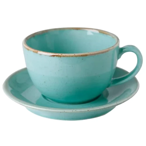 Чашка Porland Seasons Turquoise 320 мл із блюдцем 160 мм (213-222134.T)