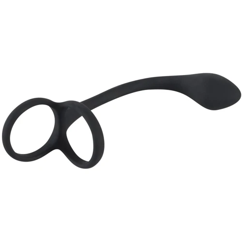 Эрекционное кольцо с анальной пробкой Black Velvets Cock & Ball Ring + Plug