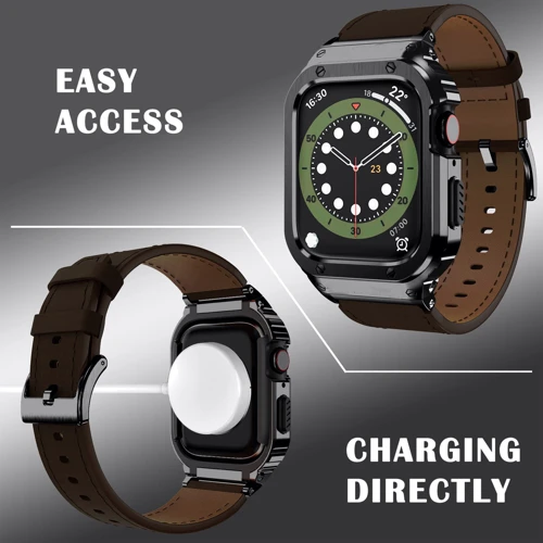 Аксессуар для Watch Top Genuine Leather Watch Band with Metal Case Brown (BLAP181282) for Apple Watch 42/44/45/49mm Ultra: Совместимость Apple Watch 49mm, Apple Watch 45mm, Apple Watch 44mm, Apple Watch 42mm