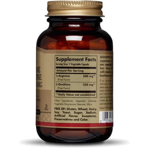 Solgar L-Arginine L-Ornithine Солгар Aргинин орнитин 500/250 mg 50 капсул: Тип Аргинины
