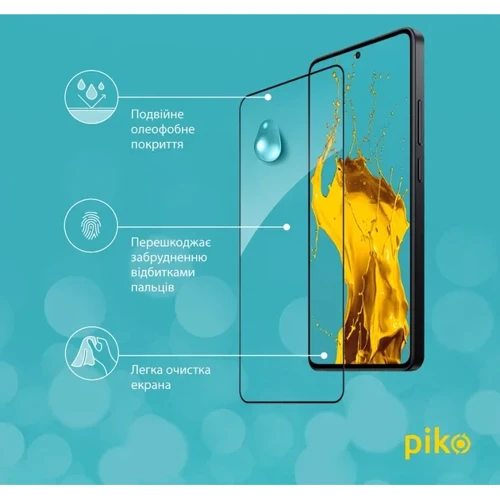 Piko Tempered Glass Full Glue Black for Poco X7 Pro: Цвет черный