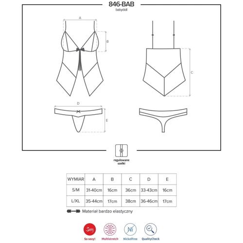 Комплект Obsessive 846-BAB-1 babydoll, L/XL