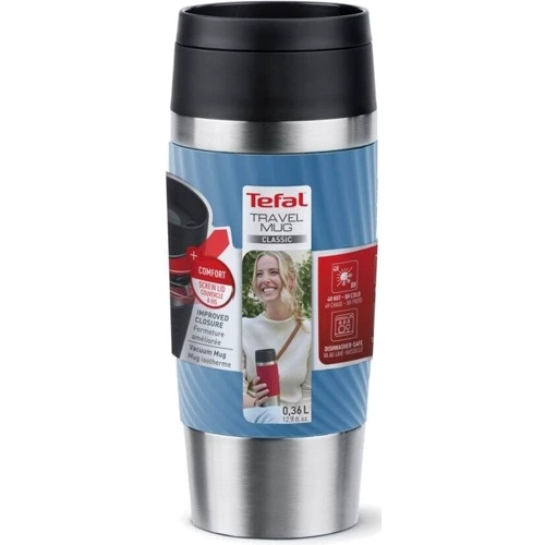 Термокухоль Tefal Travel Mug Classic Twist 360 мл Нержавіюча сталь Блакитний (N2024510): Особливості Герметичность