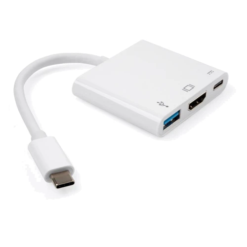 Адаптер Vinga Adapter USB-C to USB-C+HDMI+USB White (VCPATC2HDMIUSBPDWH): Дополнительные разъемы USB OTG, HDMI, USB-C