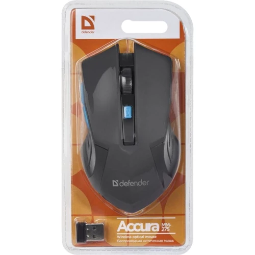 Мышь Defender Accura MM-275 Black-Blue (52275): Эргономика симметричная для левшей